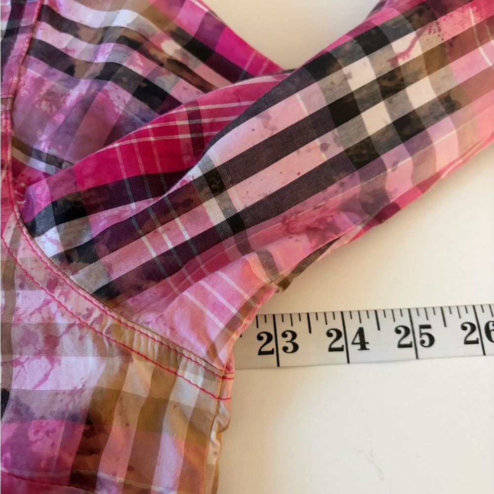 A Rare Bird Handmade Plaid Rhinestone Western Pearl Snap Shirt Dress Size M/L - Picture 12 of 16